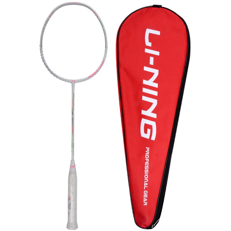 李宁(LI-NING) HC1000羽毛球拍单拍全碳素纤维攻防兼备初级训练用拍 (可定制磅数)HC1000白色 4U
